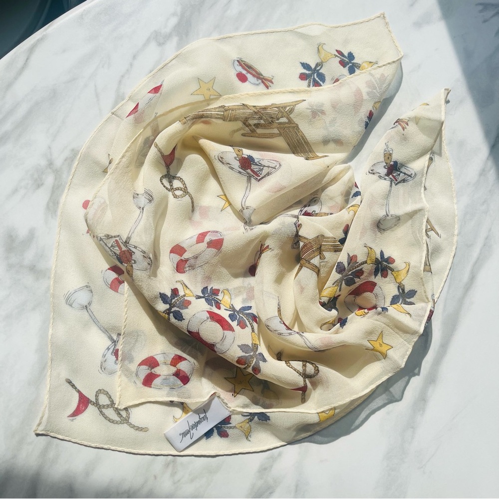 Vintage Jacqueline Ferrar Silk Square Scarf Boating Swimming Marine Sailor